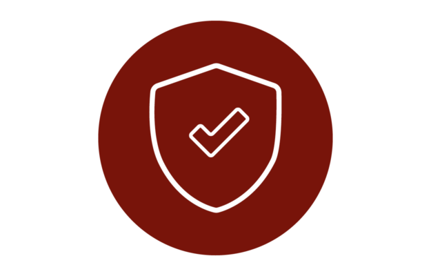 Icon von einem Schild mit einem Hacken drin.